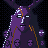 One of the Worn: a tall face of violet glass with gold seams like mended cracks, antlers rising from its crown and small faces in the bark around its chin.